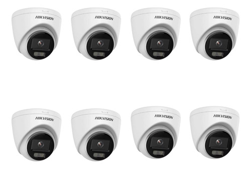Kit Com 8 Cameras Dome Colorvu 4 Em 1 2mp Ir 20m Hikvision