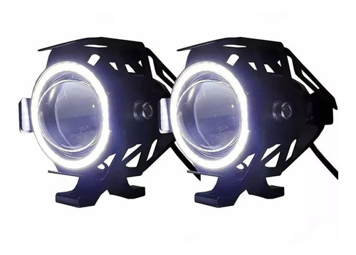 Par Farol Milha Ultra Led U7 U5 6500k Olhos De Anjo Azul