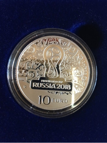 Moeda 10 Euro Prata Italia  Proof Copa 2018 World Cup Russia