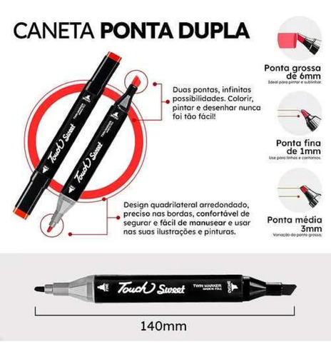 Marcadores Canetinhas Touch Avulsos Sortidos Ponta Dupla Un