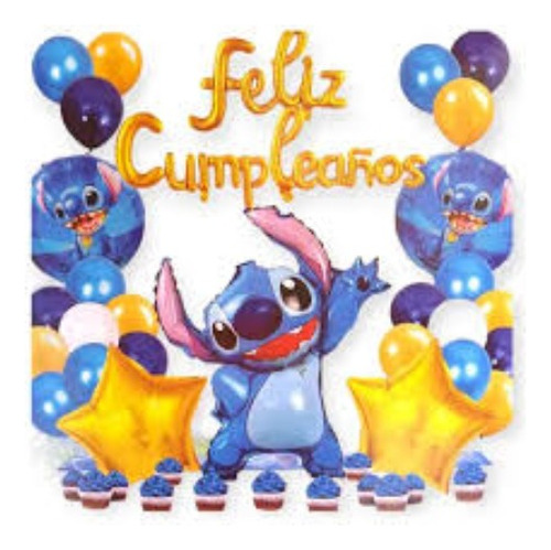 Set 30 Globos Stich Adorno De Cumpleaños Fiesta Kit Niños