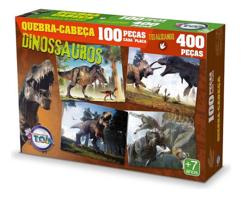 Quebra Cabeça Puzzle Dinossauros 4 Em 1 Brinquedo De Montar