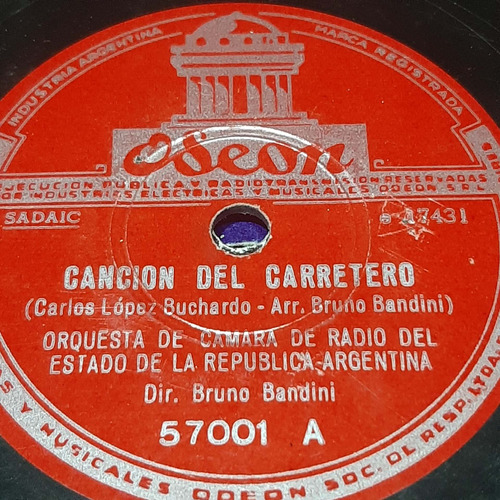 Pasta Radio Estado Argentina Orquesta Bandini Columbia C323