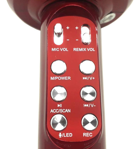 Micrófono Altomex karaokê bluetooth led usb A-915 Bluetooth LED Red Karaoke color negro