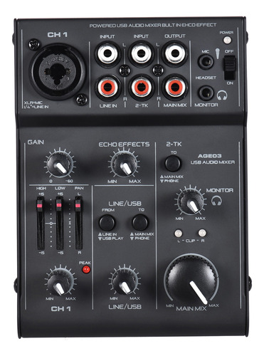 Ammoon Age03 5-channel Mini Mic-line Mixing Console Mixer