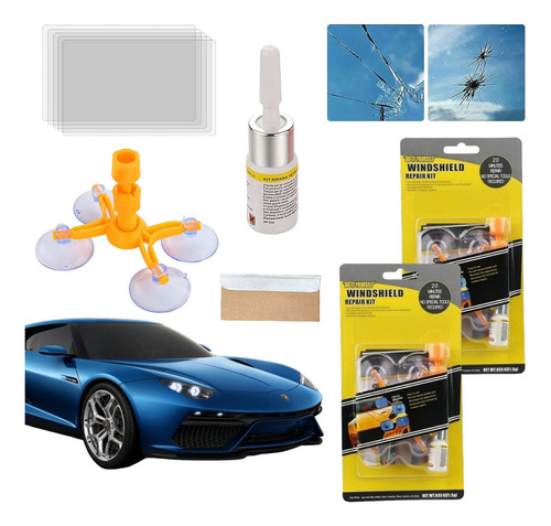 2×kit Reparación Parabrisas Coche For Reparar Arañaz C