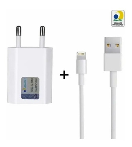 Carregador + Cabo Usb Para iPhone 5 6 7 8 X Xr Xs 11 12 10w Cor Branco