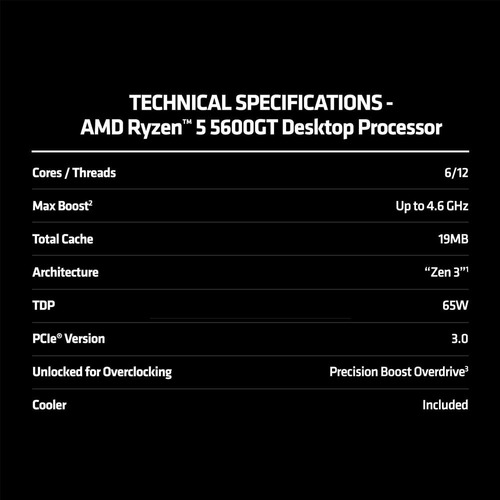 Processador Cpu Amd Ryzen 5 5600gt 3.6 Ghz Am4