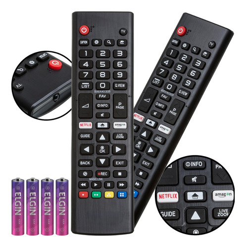 Kit 2 Controles Tv Universal Compatível Tv LG Smart
