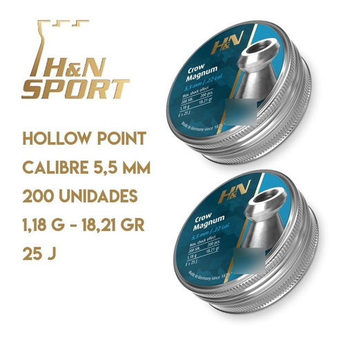 Combo Balines H&n Crow Magnum 5,5 Mm 18 Gr - Aire Comprimido