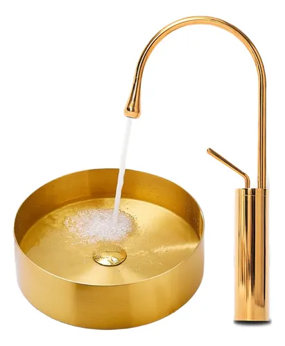comprar Torneira Alta Para Banheiro Monocomando Misturador Dourado Lavabo Pia Cuba Luxo YESOP