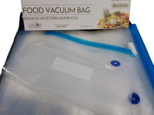 Caja 15 Bolsas Al Vacio Alimentos + 3 Deslizadores + Bomba