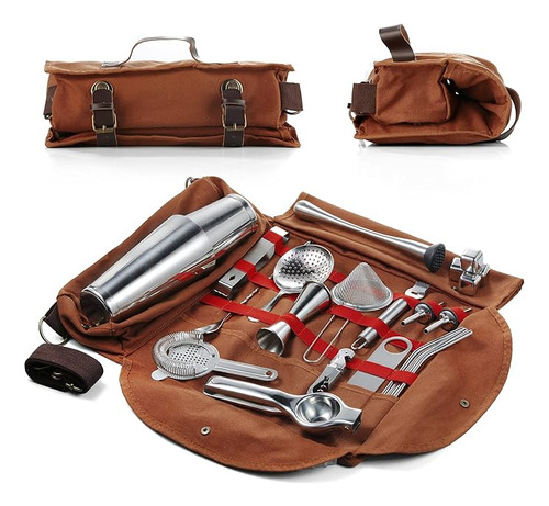 Bolsa Kit Barman Viaje Juego Completo Coctel Profesional 25