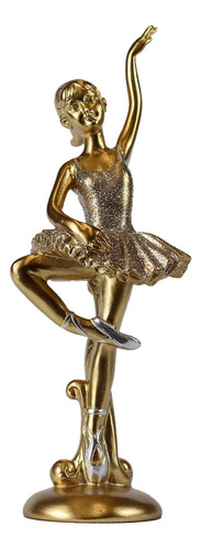 Estátua Bailarina Decorativa Bravadecor Resina Classique Cor Dourado