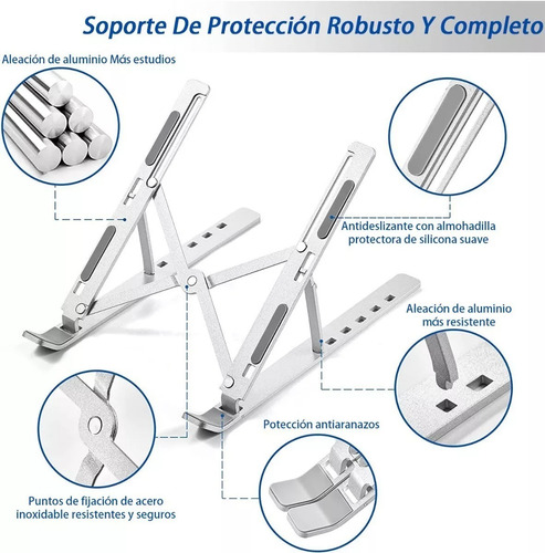 Imagen 3 de 7 de Base Soporte Laptop Aluminio,plegable,portátil Y Ajustable
