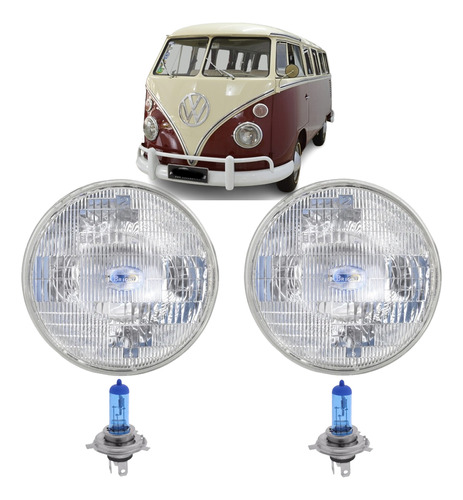 Par De Farol Kombi Luxo Tremendão C/ Lampada 1965