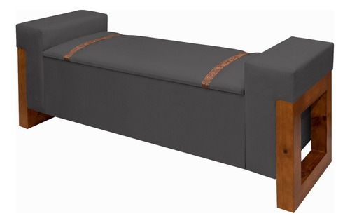 Recamier Baú Divã Moderno Banco Retro Casal 1,30m Para Quarto E Sala Luxo Sapateira Cinza