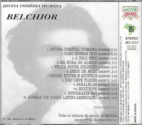 B95 - Cd - Belchior Divina Comedia Humana Lacrado F. Gratis