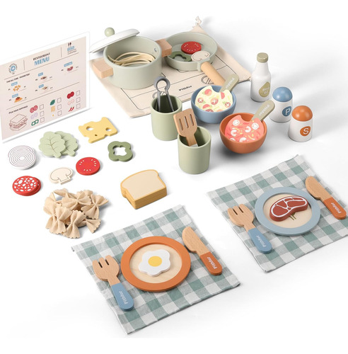 Juego De Cocina De Madera Y Cafetera Para Niños, Juego De El