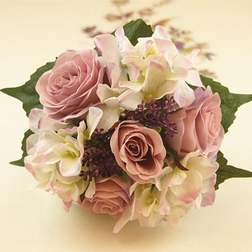 Seda Rosa Flores Artificiales Ramo Hogar Boda Decoración