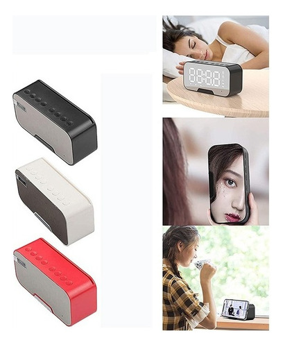 Reloj Despertador Digital Con Altavoz Bluetooth Y Radio Fm Color Negro