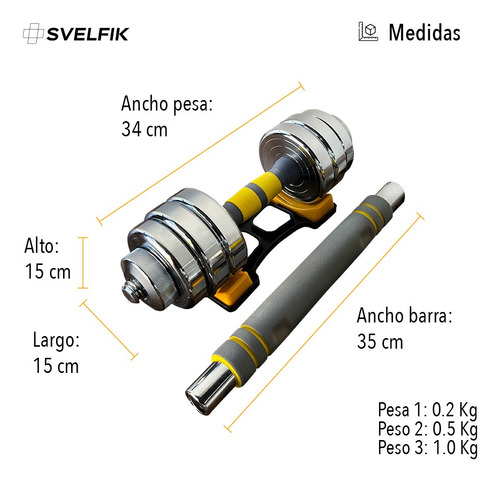 Imagen 6 de 7 de Kit De Mancuernas Pesas Con Discos 20 Kg