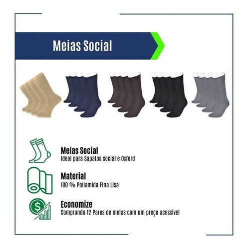 Imagem 3 de 5 de Kit 60 Pares De Meia Social Masculina