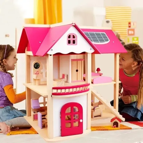 Casa Grande Realista De Muñecas Juguete Didáctico De Madera