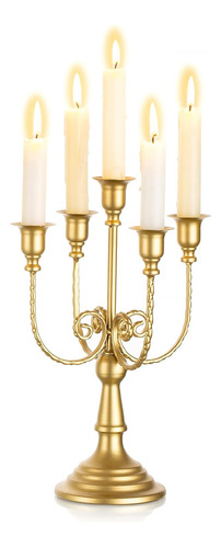 Candelabro Portavelas Dorado Para Centro De Mesa De Boda