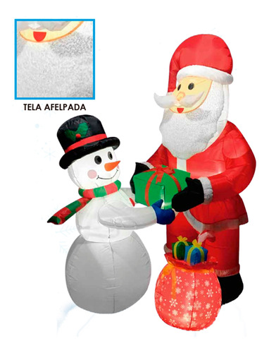 Inflable Santa Con Muñeco De Nieve 2.1m Ml9175