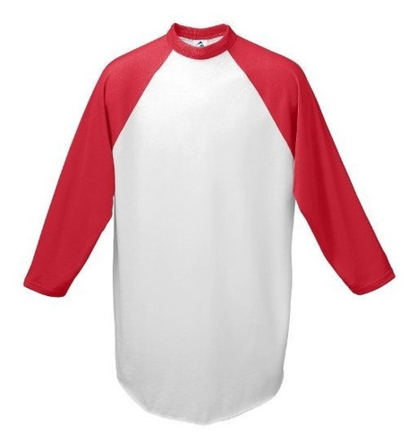 Augusta-jersey De Béisbol De Raglan Mangas 3-4 Blanco - Rojo