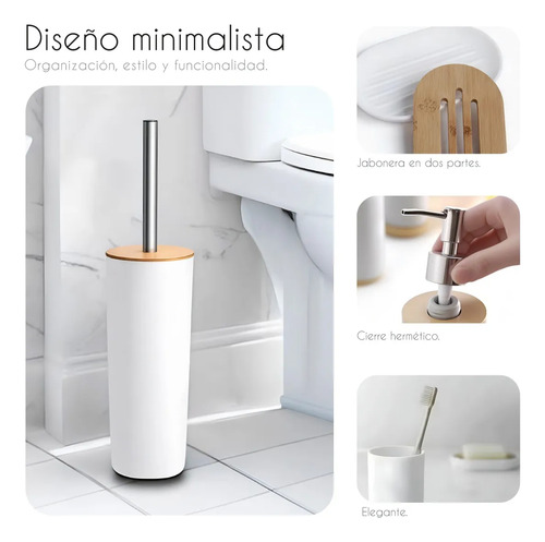 Accesorios De Baño Set 6 Piezas Elegantes Minimalistas Modernas Blanco