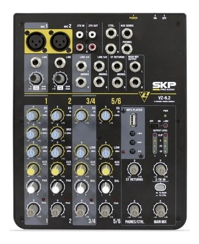 Mixer Mezcladora Sonido Skp Vz-6.2 Mp3 Usb 6 Canales