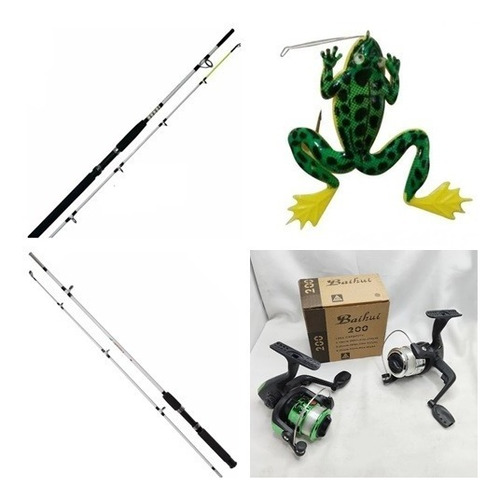 Combo Pesca Reel + Caña Maciza 1.80 Mts + Regalo Señuelos