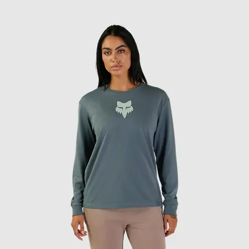 Polera Lifestyle Mujer Fox Head Manga Larga Azul Acero Fox
