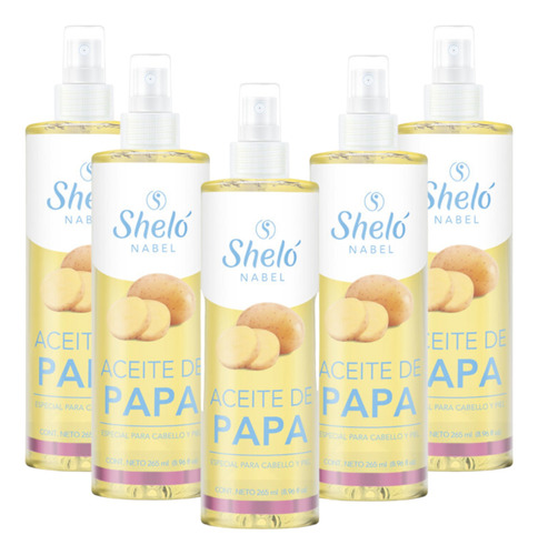 Aceite De Papa Topico Y Capilar Shelo Nabel® 265ml. 5 Piezas