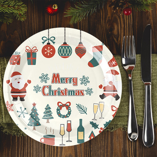 Platos De Papel Pintados Desechables Para Platos De Navidad