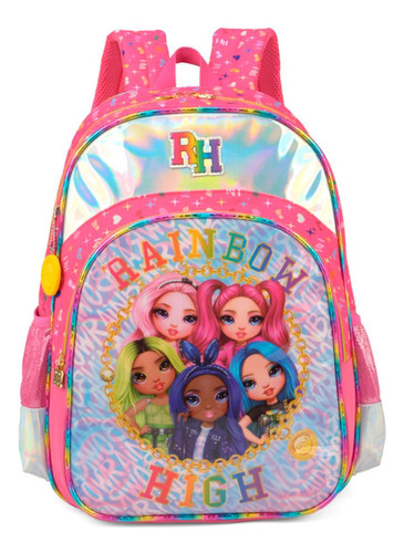 Mochila Escolar Costas Rainbow High Rosa Infantil