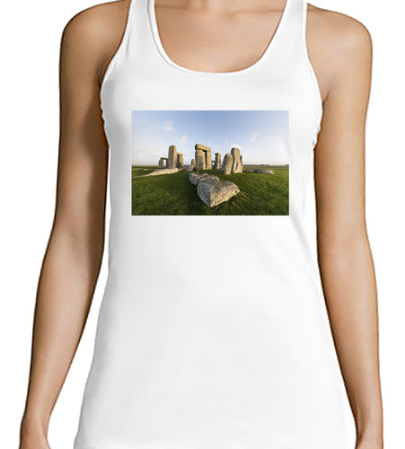 Musculosa Mujer Stonehenge Monumento Historico Pasto