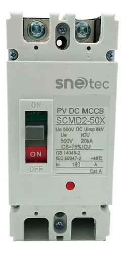 Disjuntor Snetec Caixa Moldada Bipolar 2p 160a 500v Dc Cc
