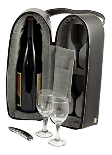 Bey-berk Caddy Con Dos Copas De Vino, Tapón Abridor, Funda