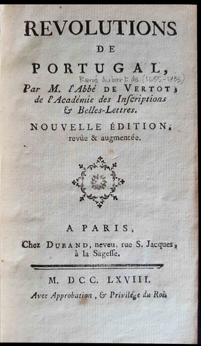 Antiguo Libro Revolutions De Portugal Año 1768  50n 169