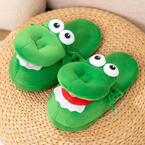 . Pantuflas Antideslizantes Felpa Suave Cocodrilo For Mujer