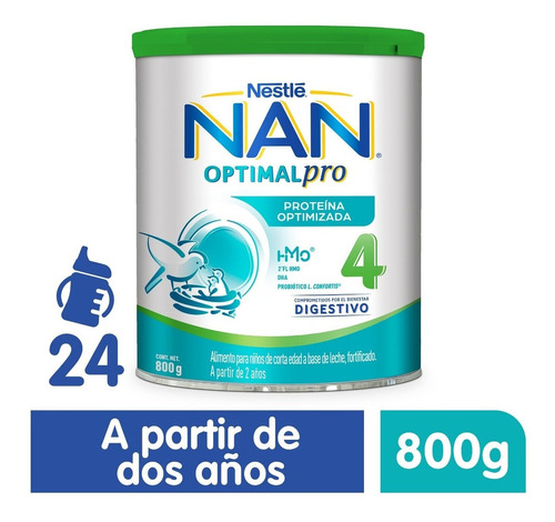 Proteína Optimizada Nan Optimal Pro 4 Niños De 2 Años 800g Sabor N/A