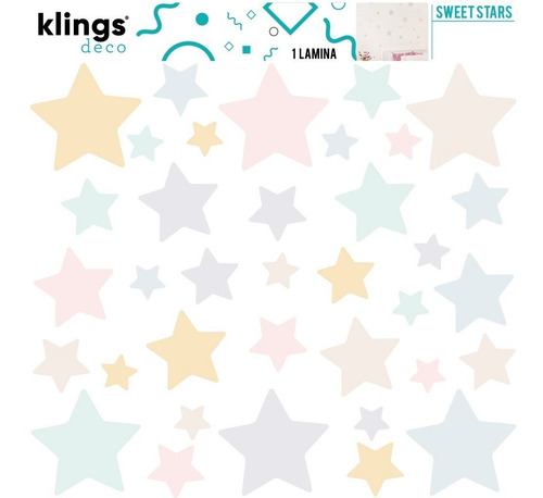 Imagen 3 de 5 de Vinilos Decorativos Estrellas Triangulos Tramas Pastel