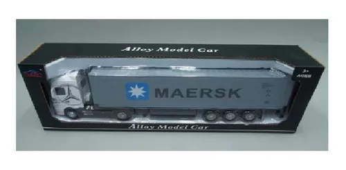 Miniatura Carreta Mercedes Benz Container Escala 1:50 Maersk AZUL