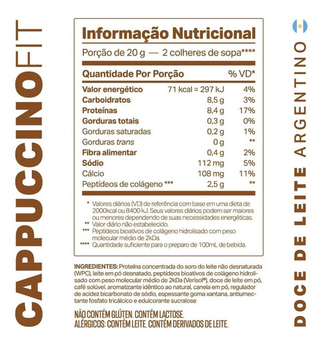 Cappuccino Fit 200g Doce De Leite Argentino - Elemento Puro
