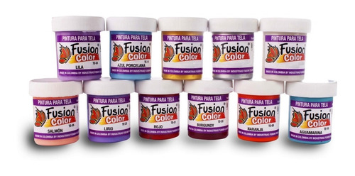 6 Pinturas Para Tela X 30 Cc Fusion Color