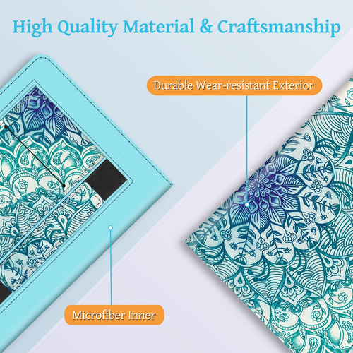 Funda Para Kindle Paperwhite De Cuero Pu, Diseño Mandala Azul