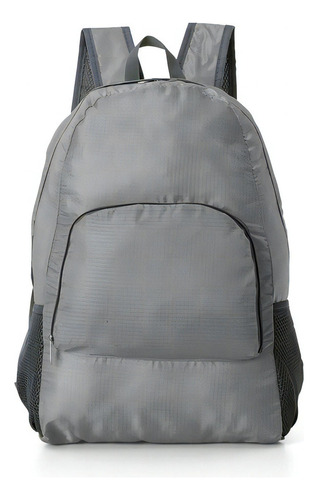 Mochila De Nylon Dobrável Impermeável Esportiva Escolar 25l Cor Cinza